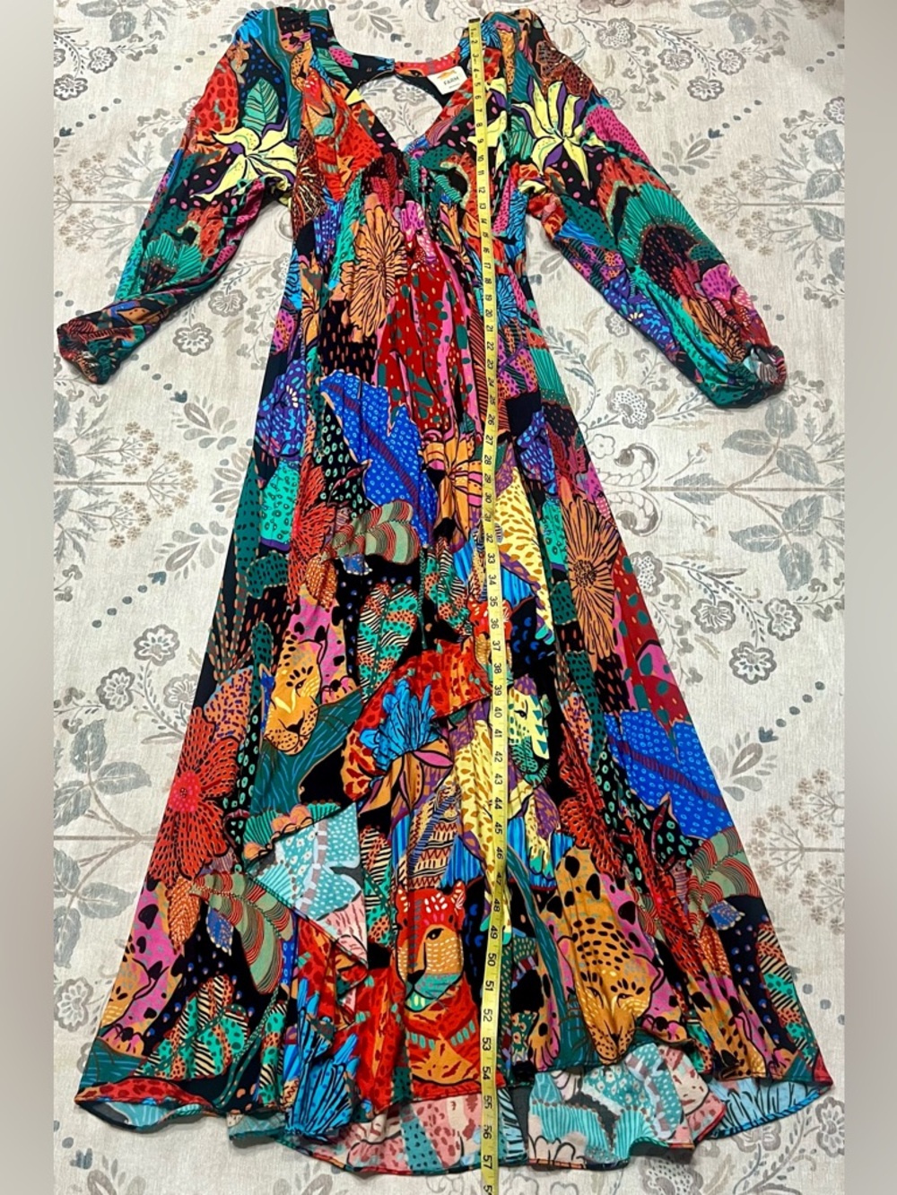FARM Rio Cool Leopards Open Back Maxi Dress Jungle Print V-Neck Size Small - Picture 12 of 12